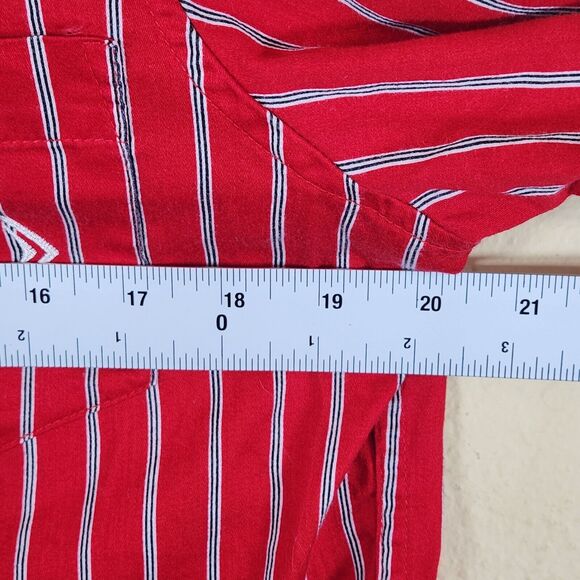 RALPH‎ LAUREN Pajamas Red Stripe Monogrammed Top only 100% Cotton M Christmas - Picture 6 of 8